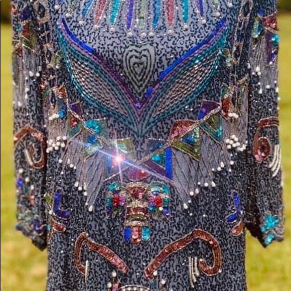 Vintage Beaded Bling Sequin Silk Fertlity Top - Picture 13 of 14